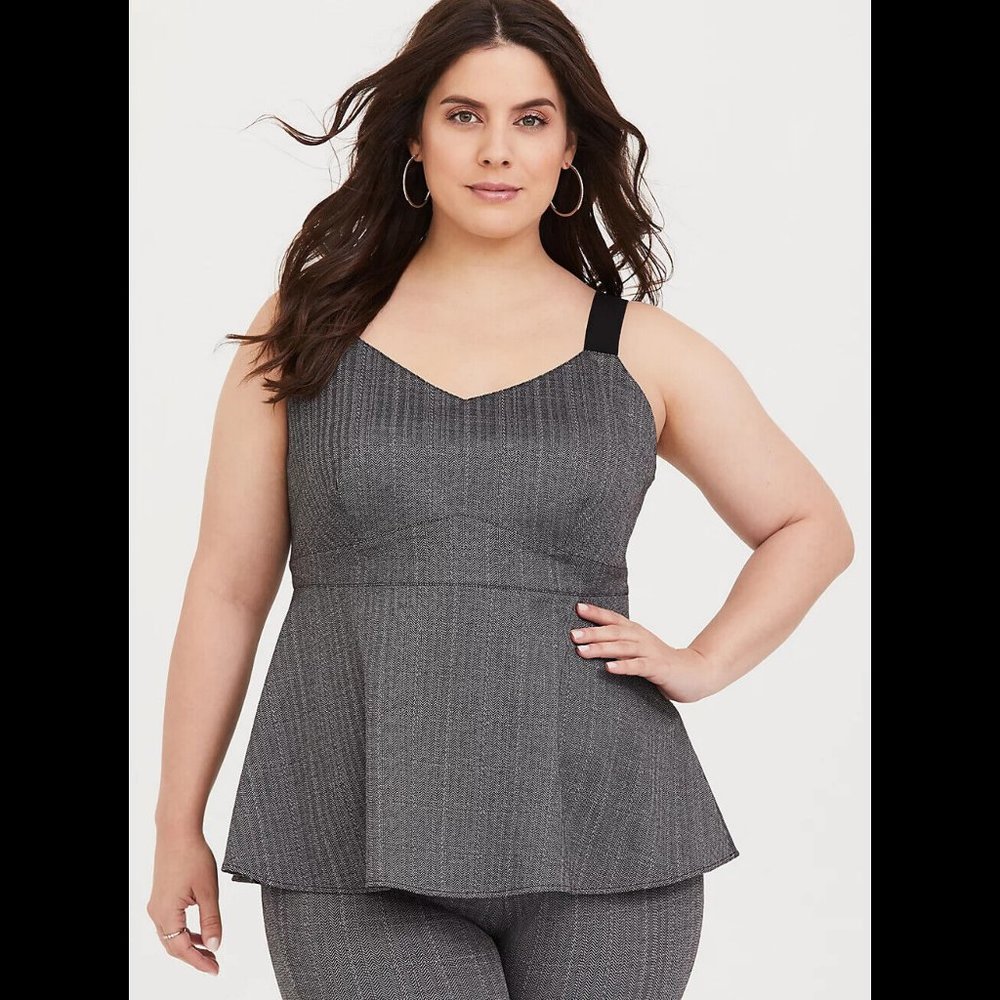 Torrid Plus Size 5X 28 Grey Chevron Peplum Tank Top NEW